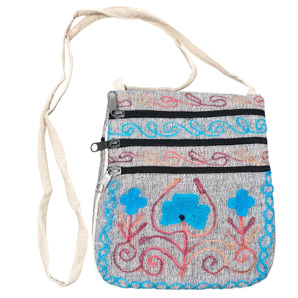 Handmade Boho Natural Embroidery Cross-Body Travel Bag