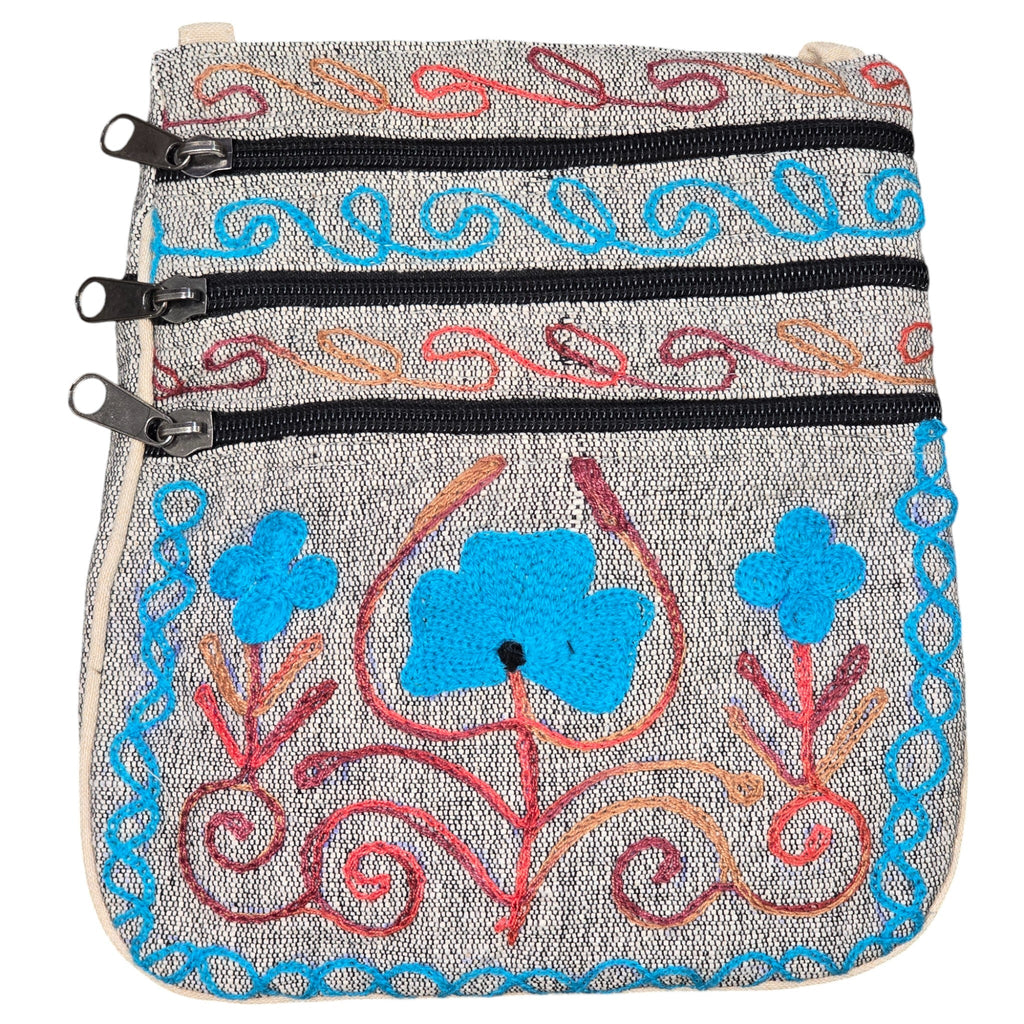 Handmade Boho Natural Embroidery Cross-Body Travel Bag