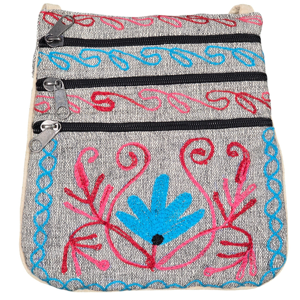 Handmade Boho Natural Embroidery Cross-Body Travel Bag