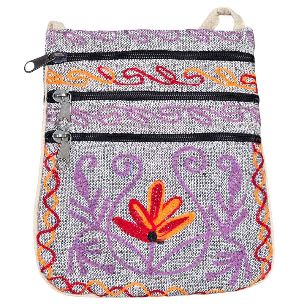 Handmade Boho Natural Embroidery Cross-Body Travel Bag