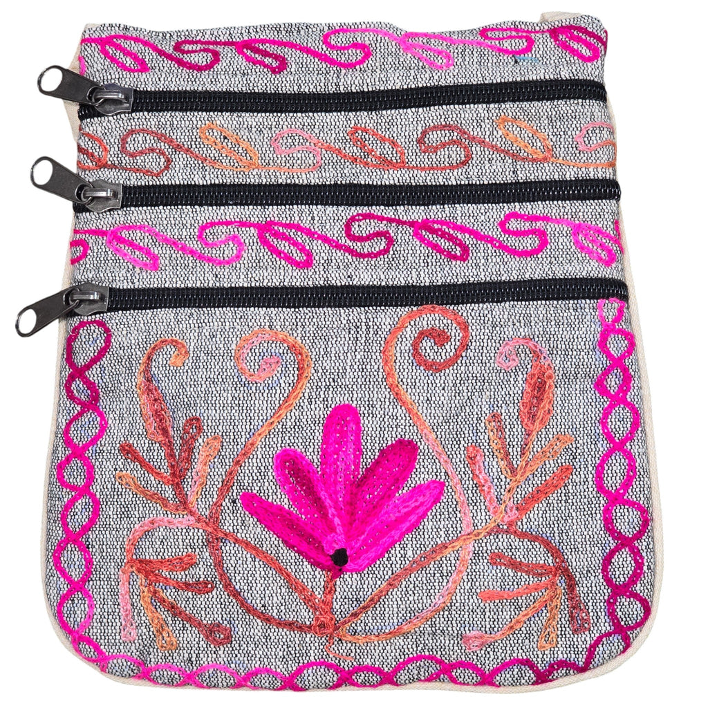 Handmade Boho Natural Embroidery Cross-Body Travel Bag