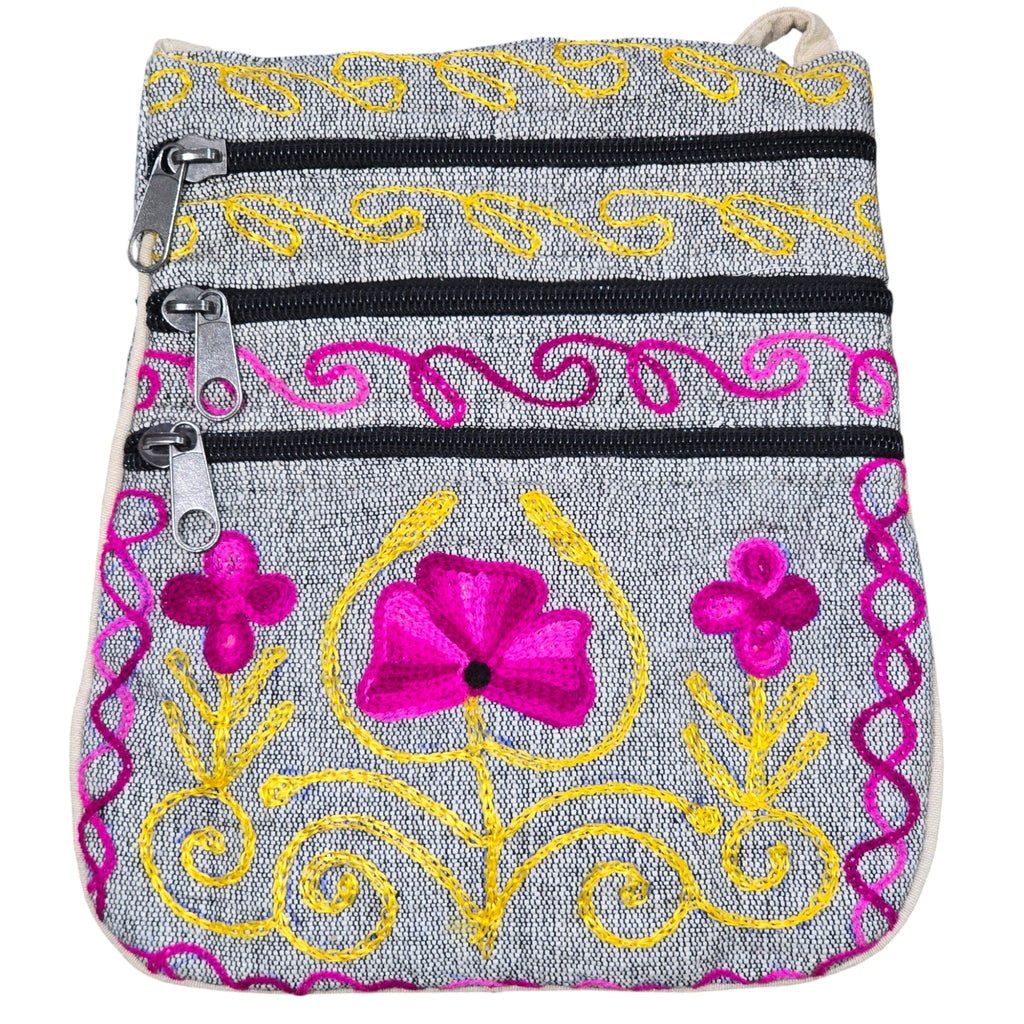 Handmade Boho Natural Embroidery Cross-Body Travel Bag