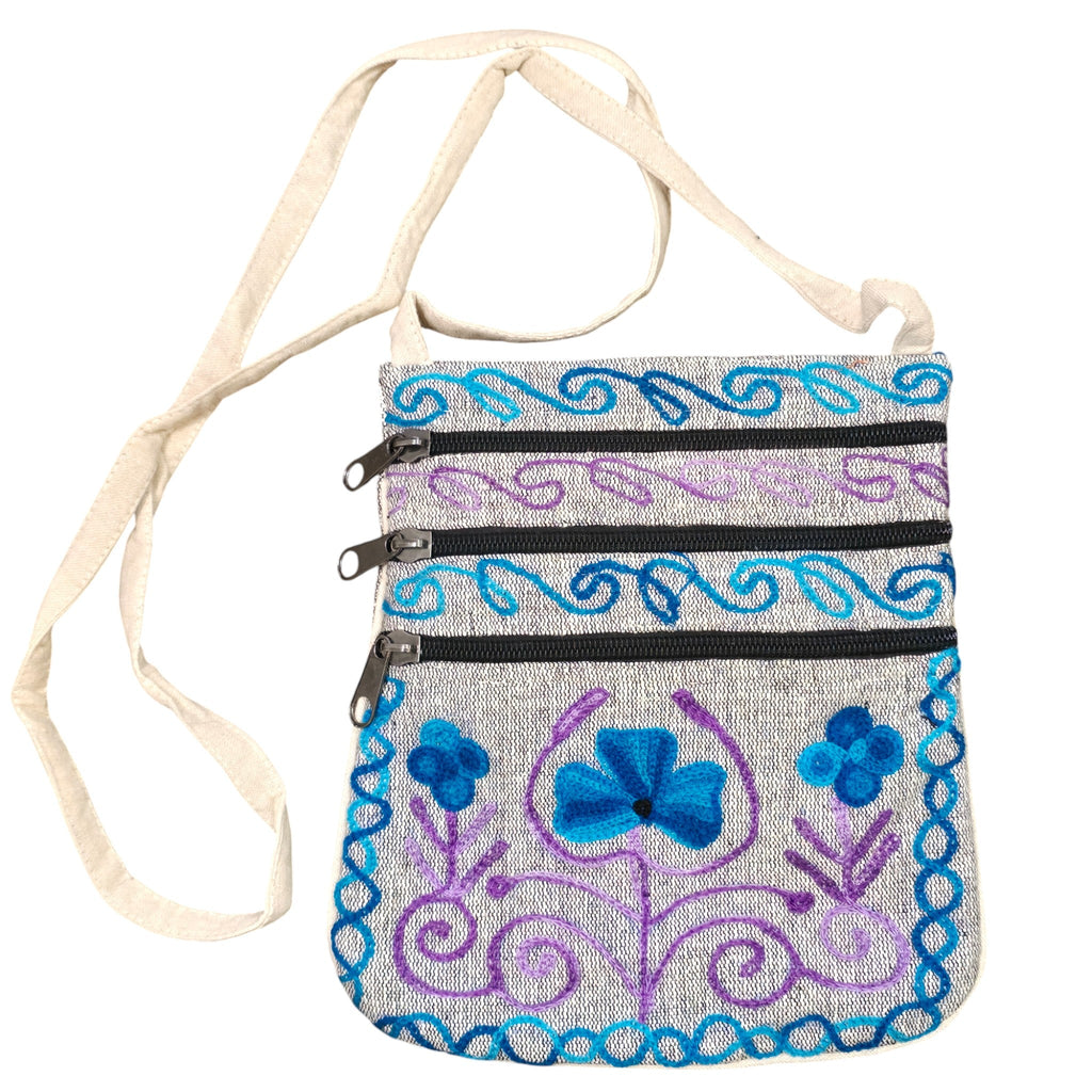 Handmade Boho Natural Embroidery Cross-Body Travel Bag