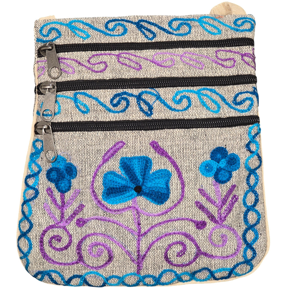 Handmade Boho Natural Embroidery Cross-Body Travel Bag