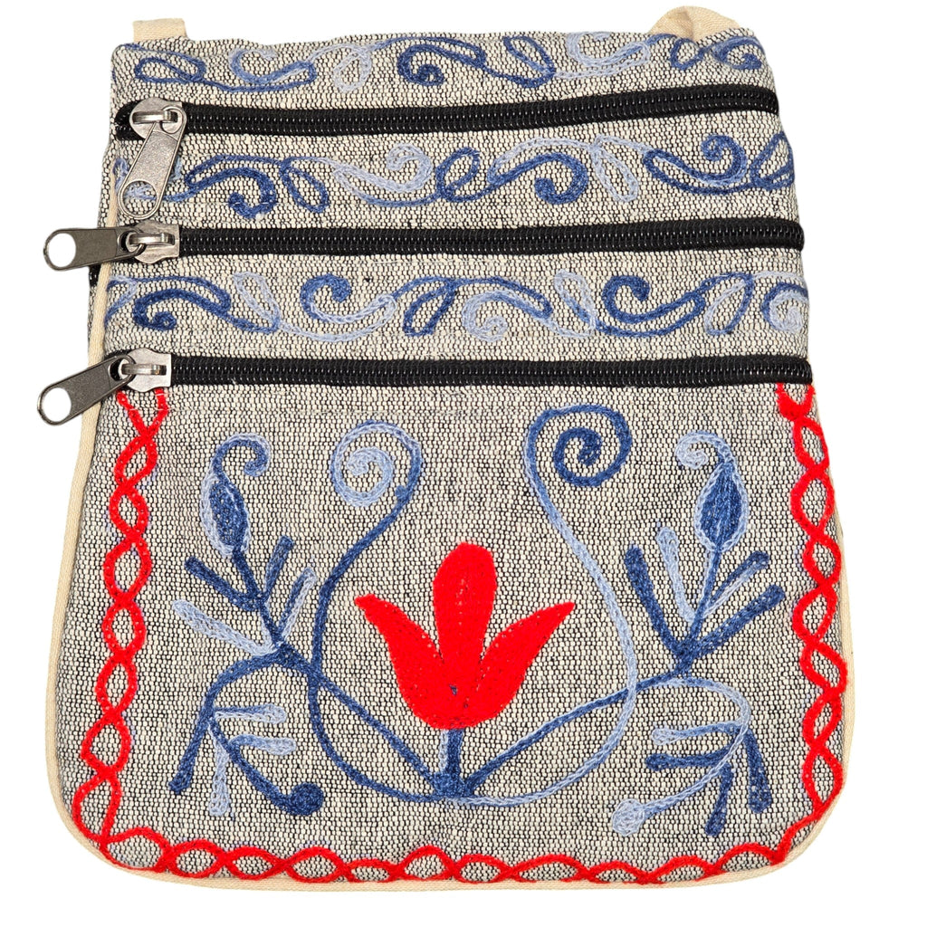 Handmade Boho Natural Embroidery Cross-Body Travel Bag