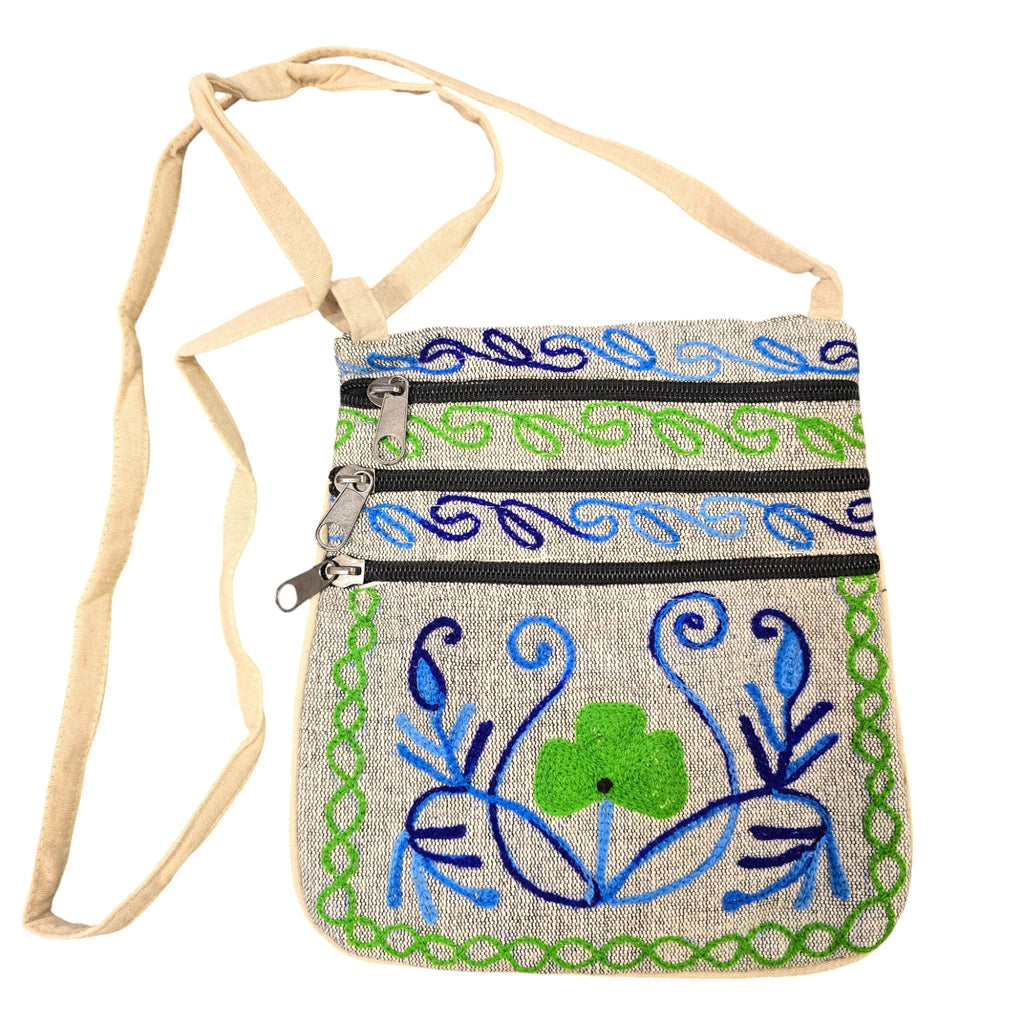 Handmade Boho Natural Embroidery Cross-Body Travel Bag