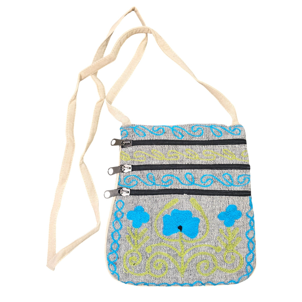 Handmade Boho Natural Embroidery Cross-Body Travel Bag