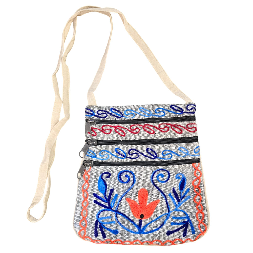 Handmade Boho Natural Embroidery Cross-Body Travel Bag
