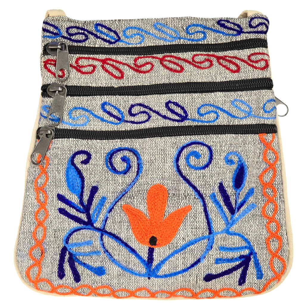 Handmade Boho Natural Embroidery Cross-Body Travel Bag