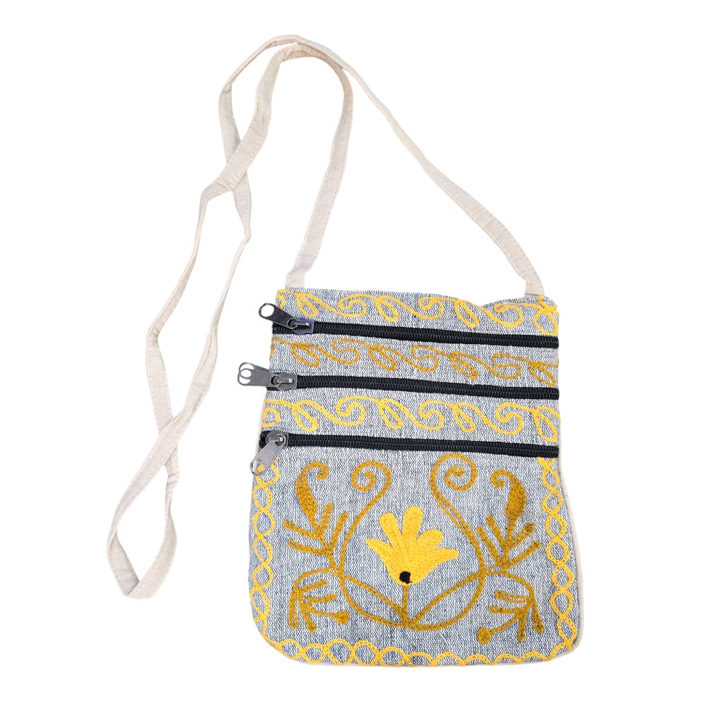 Handmade Boho Natural Embroidery Cross-Body Travel Bag