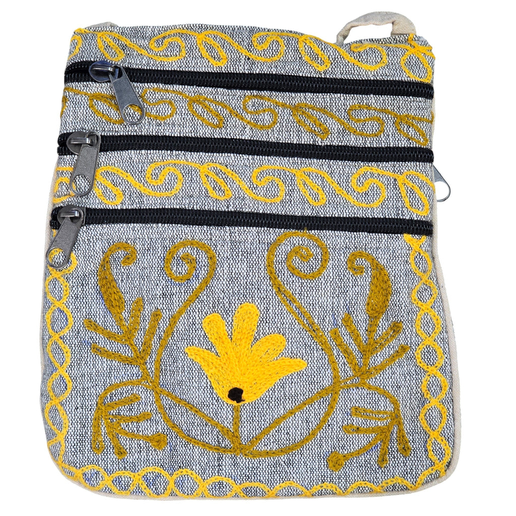 Handmade Boho Natural Embroidery Cross-Body Travel Bag