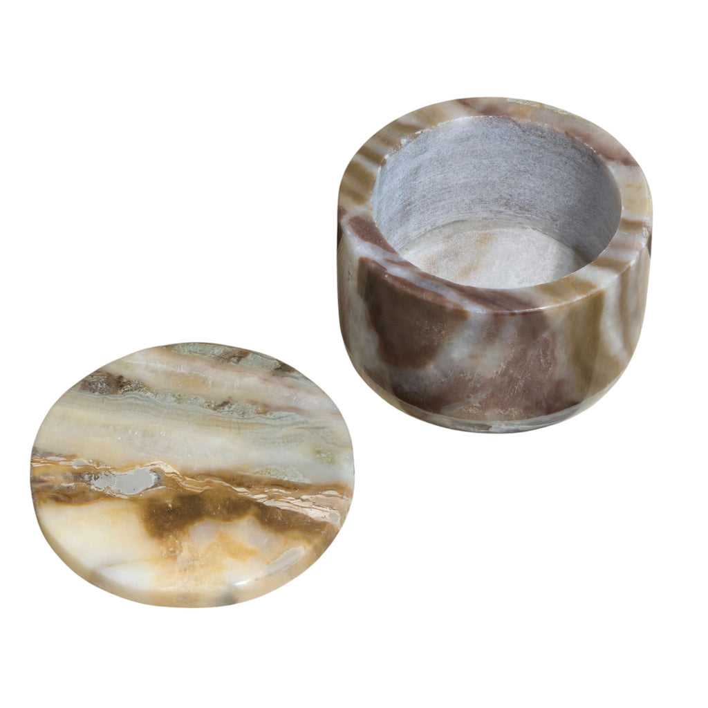 Small Polished Aragonite Bowl with Lid