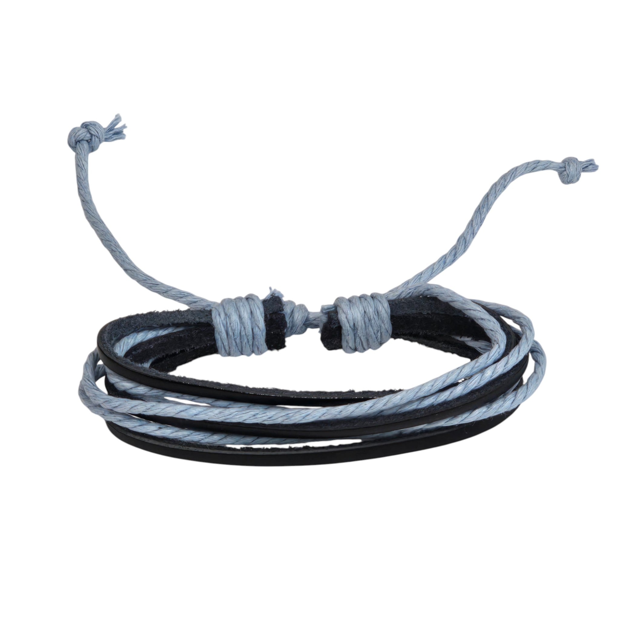 Hand-Woven Twine & Genuine Leather Adjustable Bracelet