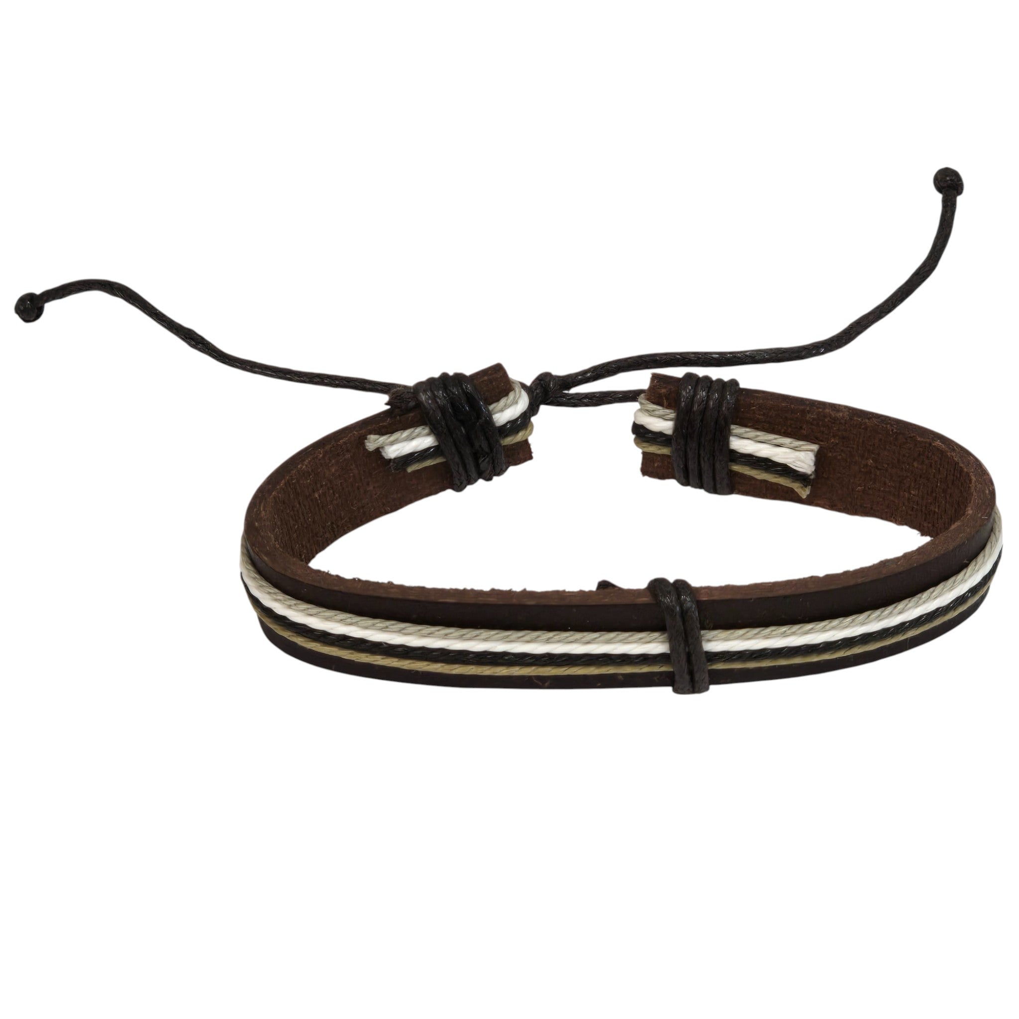 Hand-Woven Twine & Genuine Leather Adjustable Bracelet