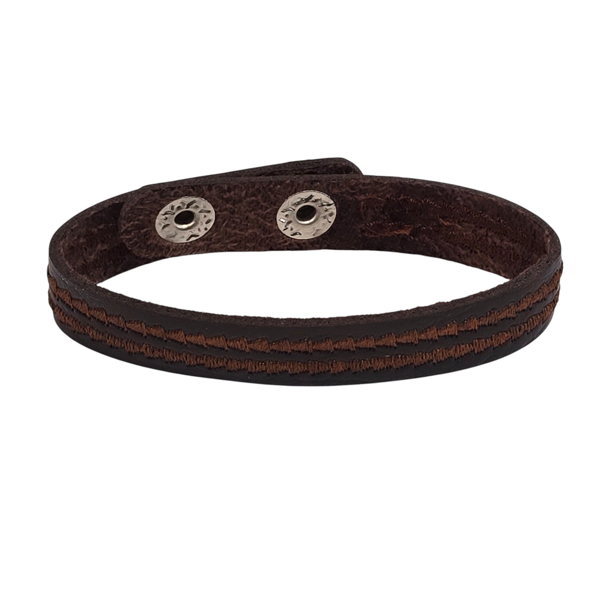 Genuine Leather Bracelet inlaid with an Arrowhead Stitched Pattern