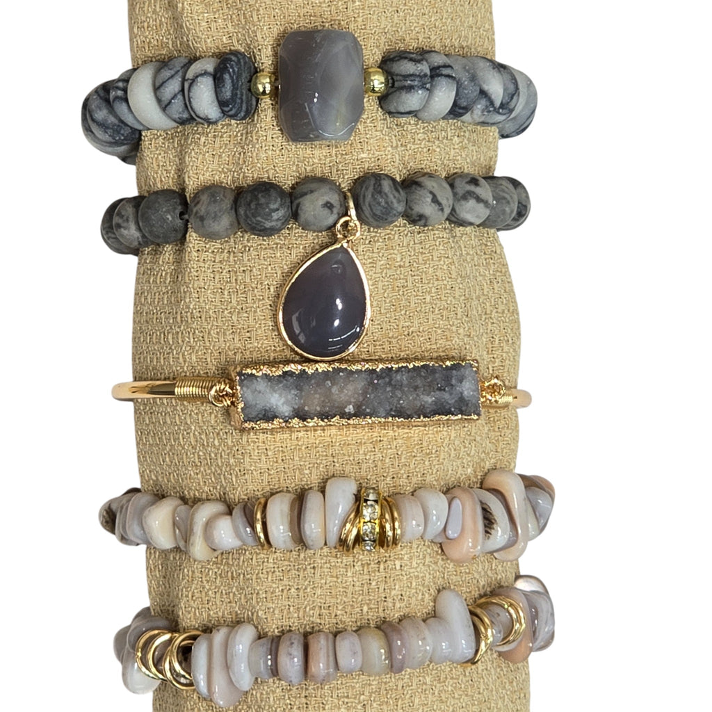 Boho 5 Piece Natural Stone Bracelet Collection