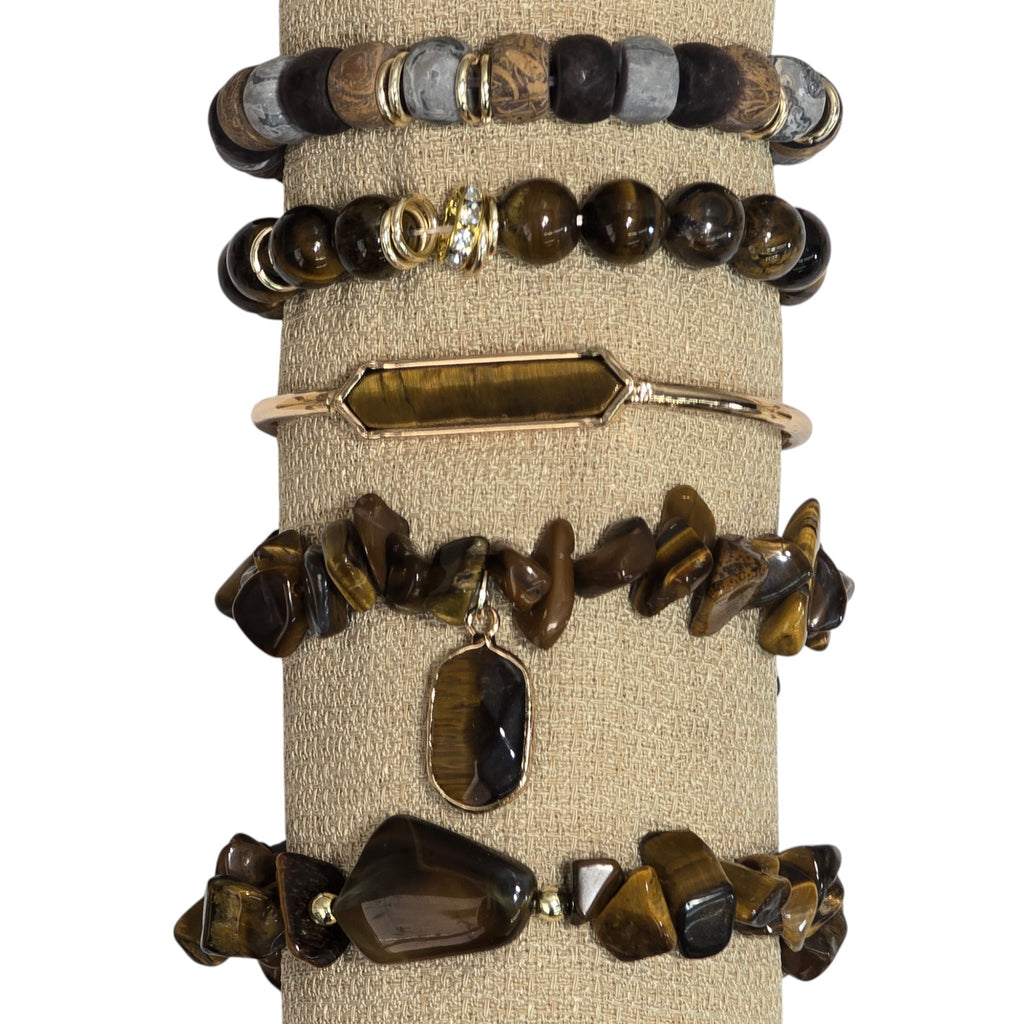 Boho 5 Piece Natural Stone Bracelet Collection