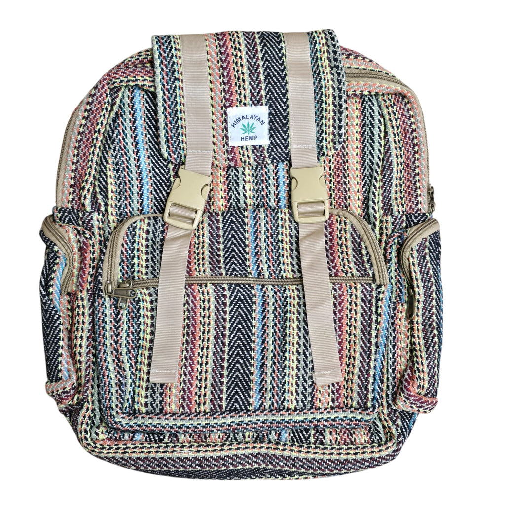 Boho Hemp Woven Multi-Compartment Backpack