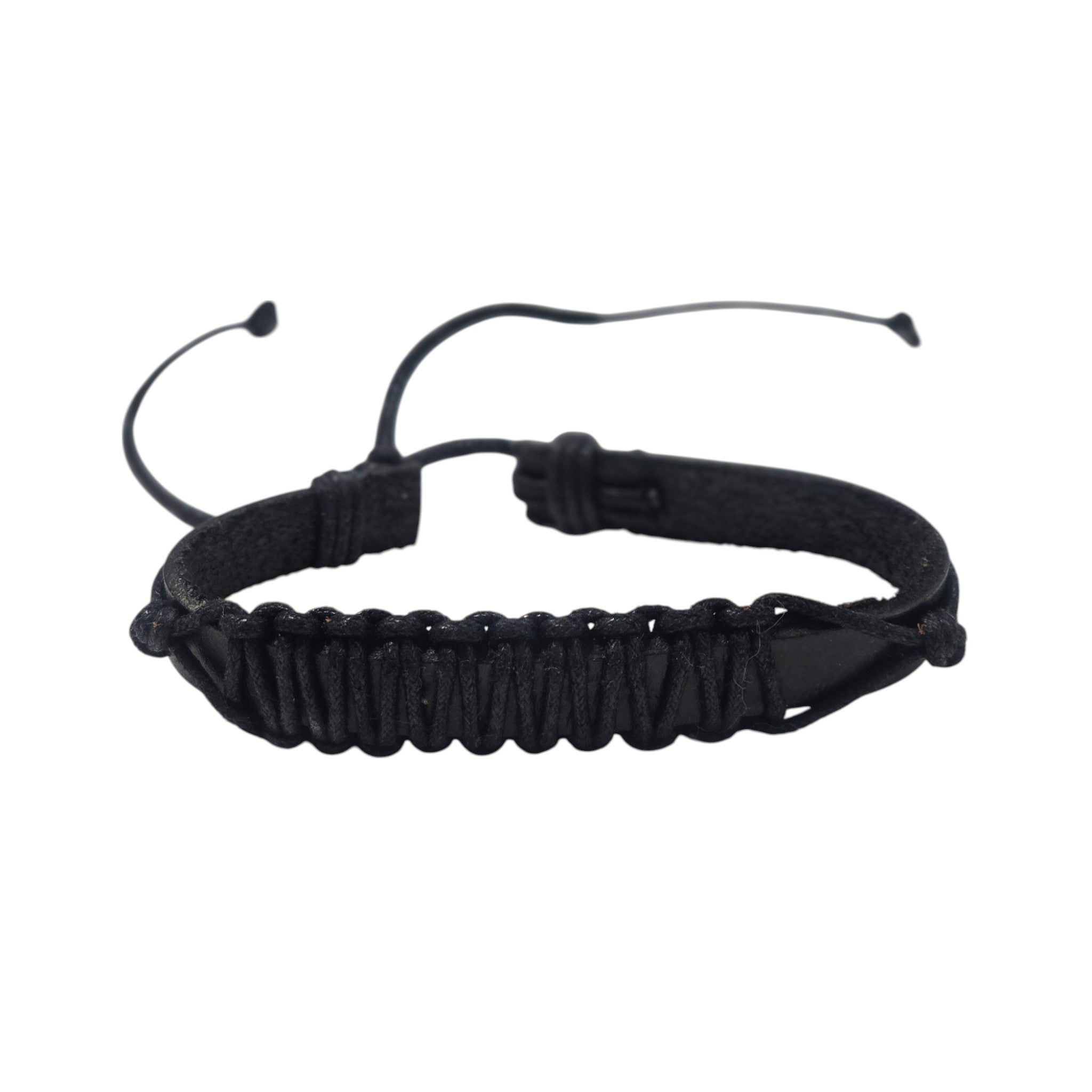 Hand-Woven Twine & Genuine Leather Adjustable Bracelet