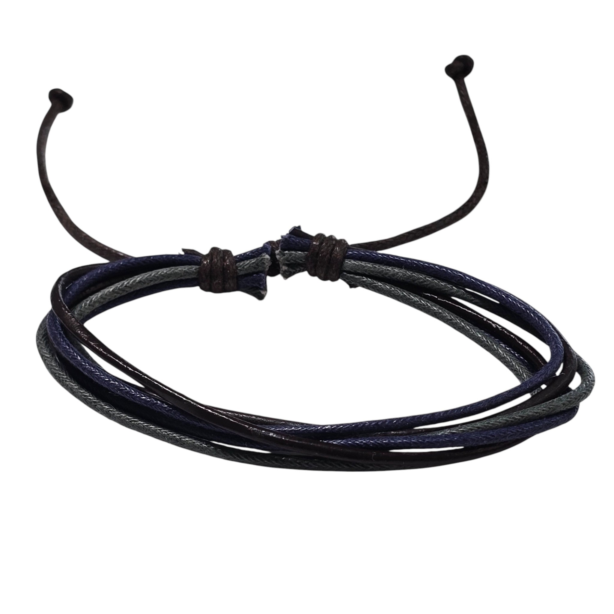 Hand-Woven Twine & Genuine Leather Adjustable Bracelet