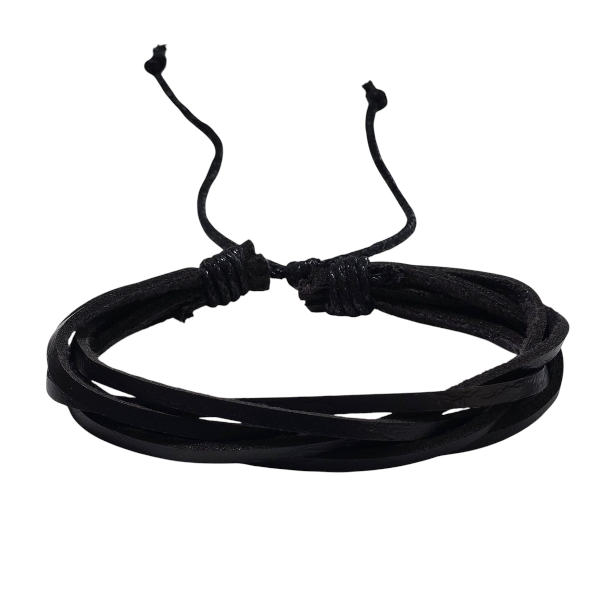 Hand-Woven Twine & Genuine Leather Adjustable Bracelet