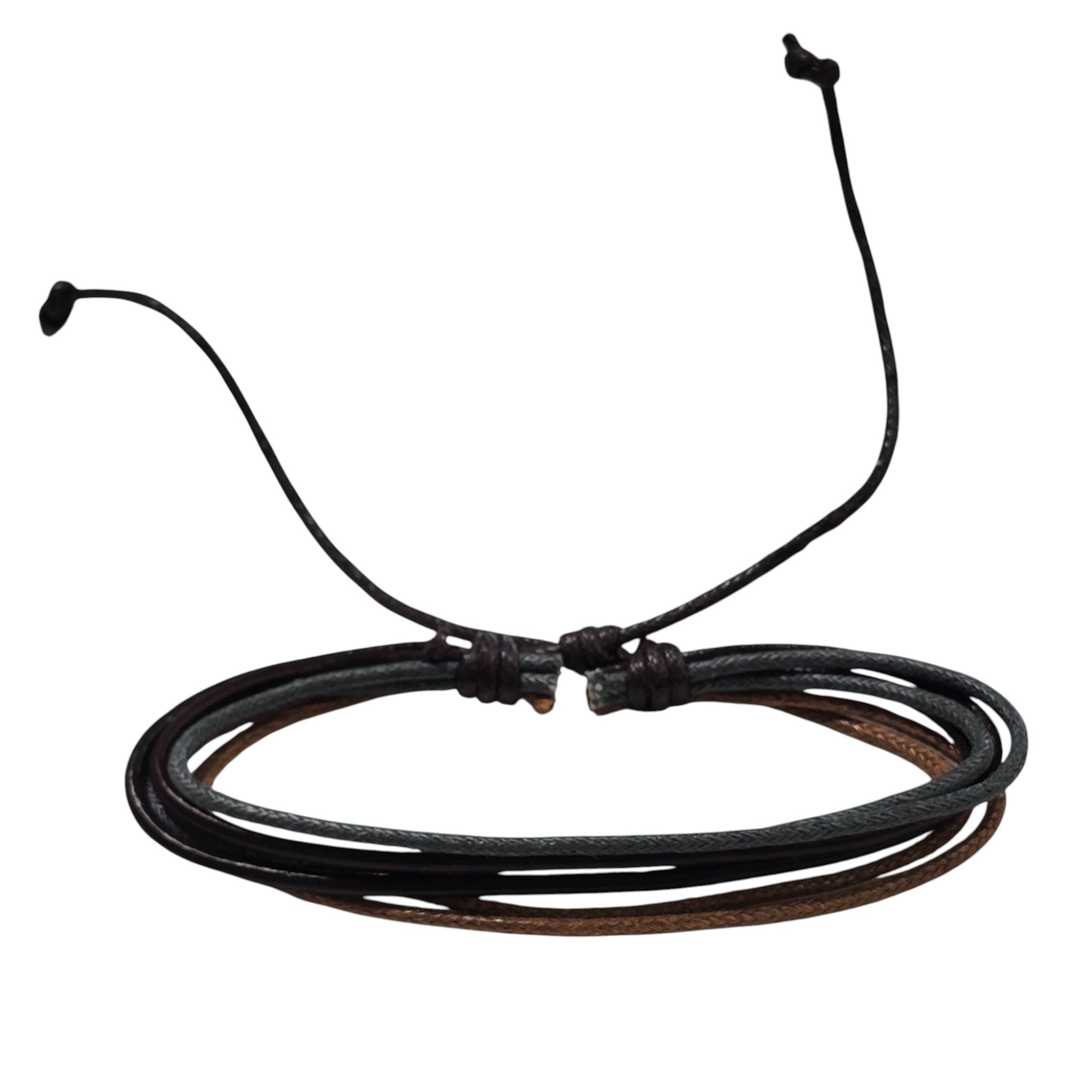 Hand-Woven Twine & Genuine Leather Adjustable Bracelet