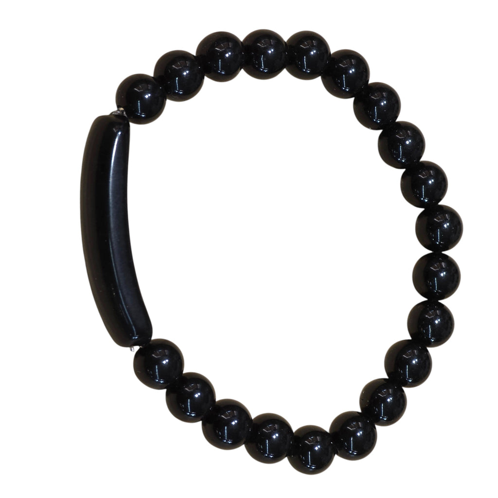 Black Obsidian Stone Beaded Bracelet