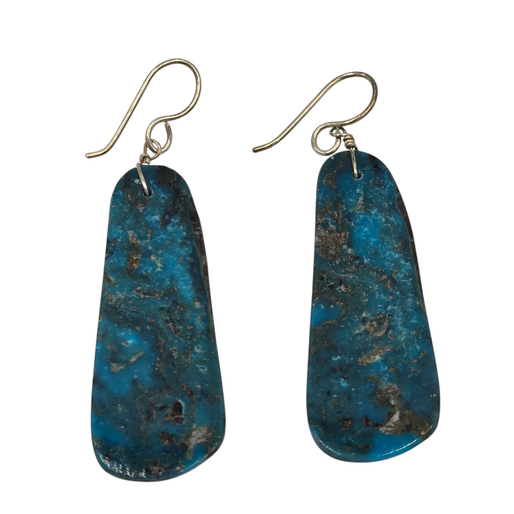 Genuine Turquoise and Sterling Silver Dangle Earrings