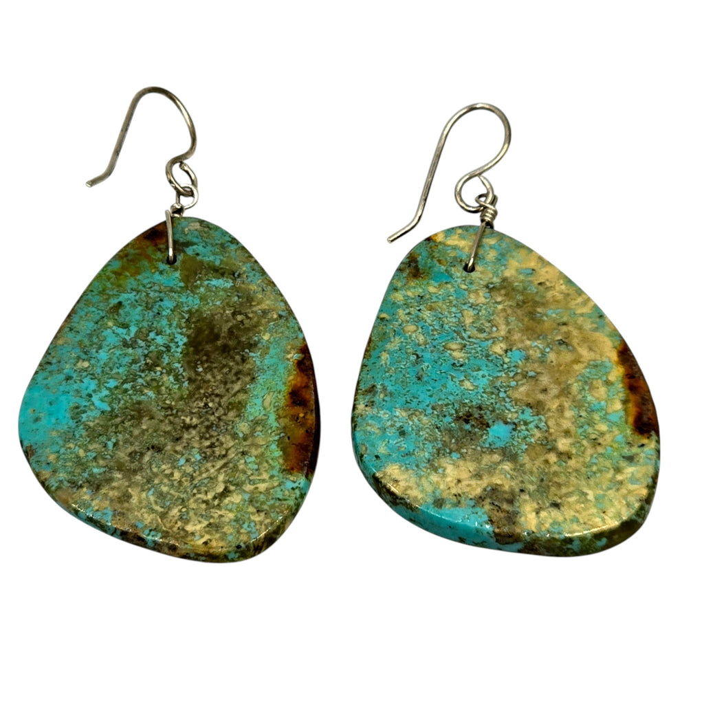 Genuine Turquoise and Sterling Silver Dangle Earrings