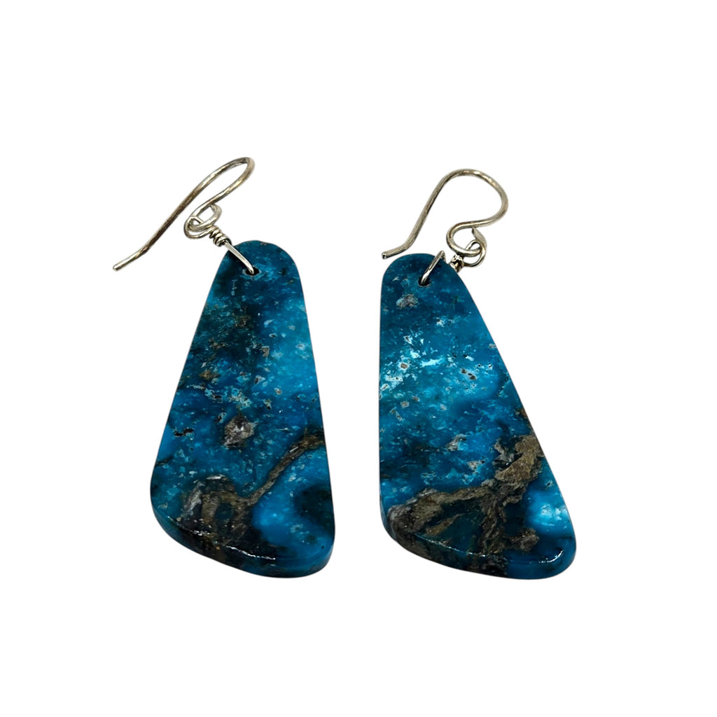 Genuine Turquoise and Sterling Silver Dangle Earrings