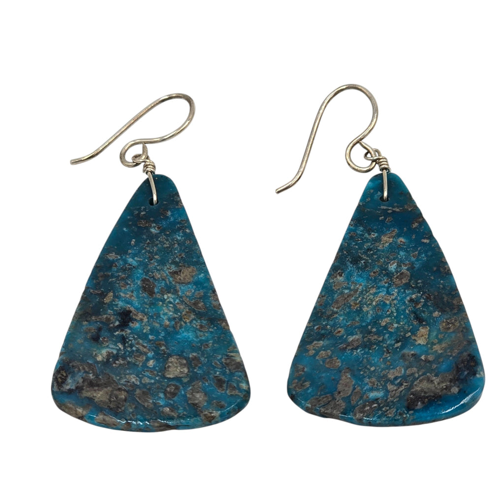 Genuine Turquoise and Sterling Silver Dangle Earrings