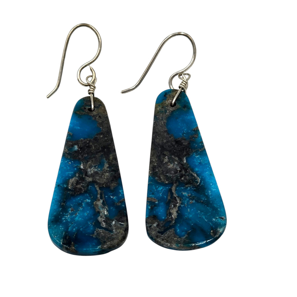Genuine Turquoise and Sterling Silver Dangle Earrings