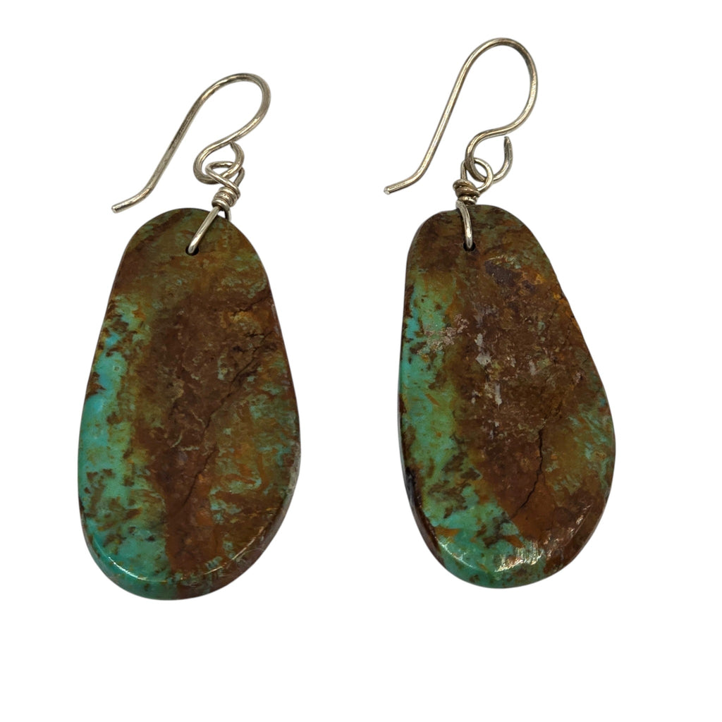 Genuine Turquoise and Sterling Silver Dangle Earrings