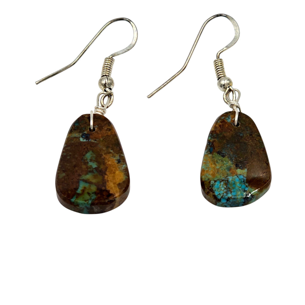 Genuine Turquoise and Sterling Silver Dangle Earrings