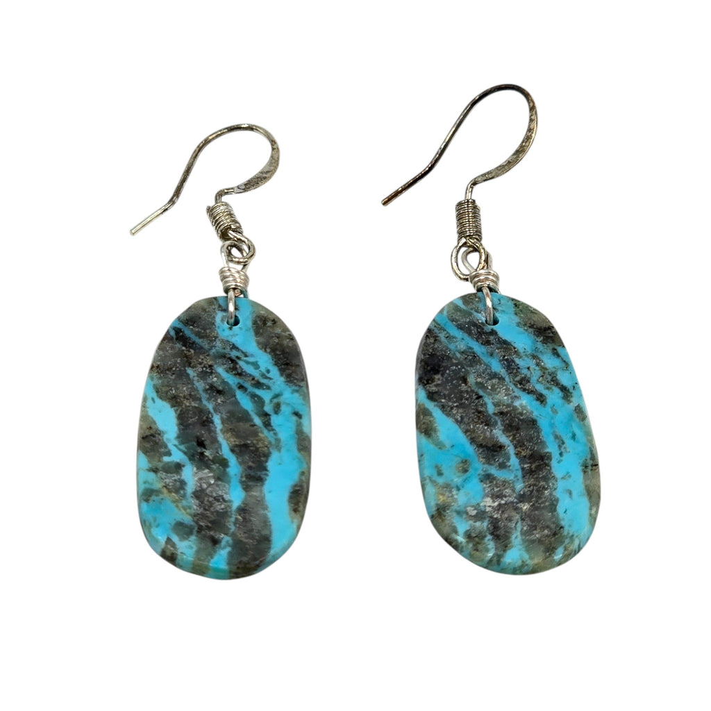 Genuine Turquoise and Sterling Silver Dangle Earrings