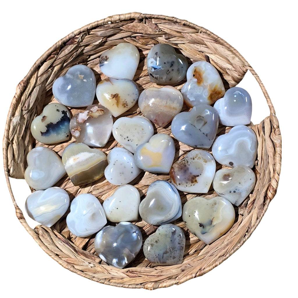 Montana Moss Agate Polished & Hand Carved Heart Shape