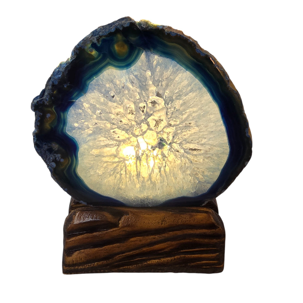 Artisan Handcrafted Solid Wood LED Agate Slice Easel