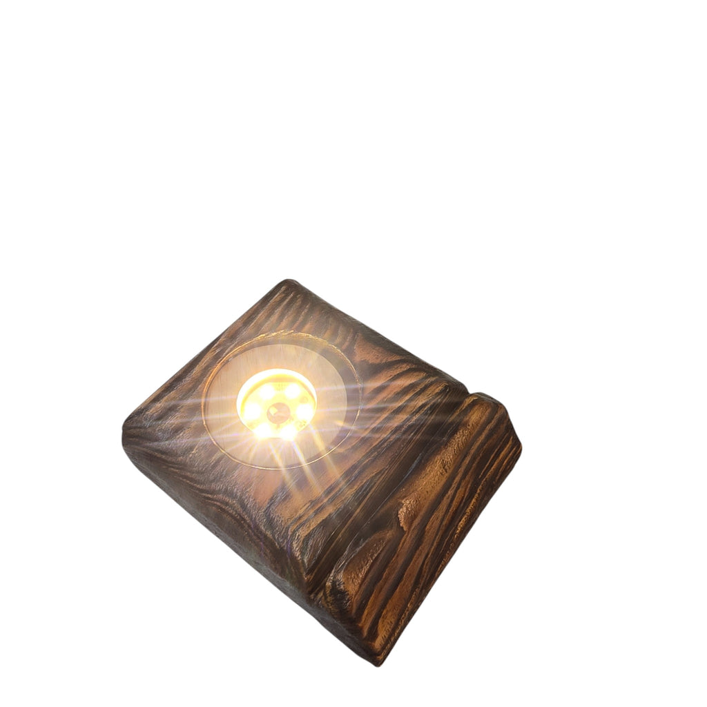 Artisan Handcrafted Solid Wood LED Agate Slice Easel