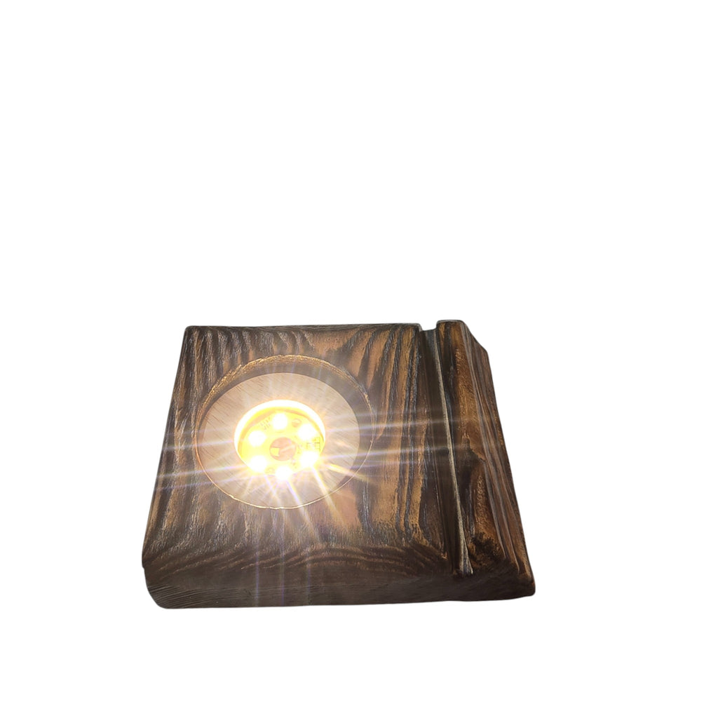 Artisan Handcrafted Solid Wood LED Agate Slice Easel