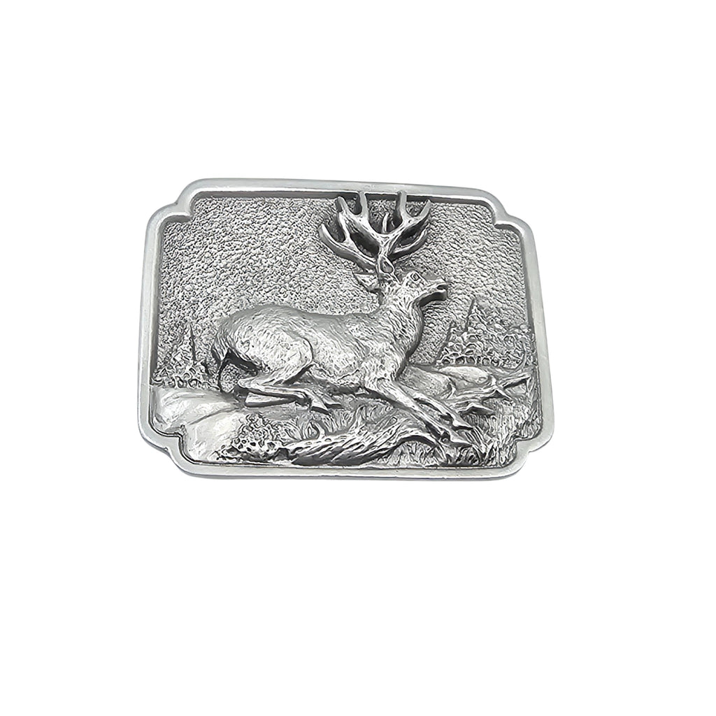 Pewter Belt Buckle Featuring a Mule Deer Buck # D-13
