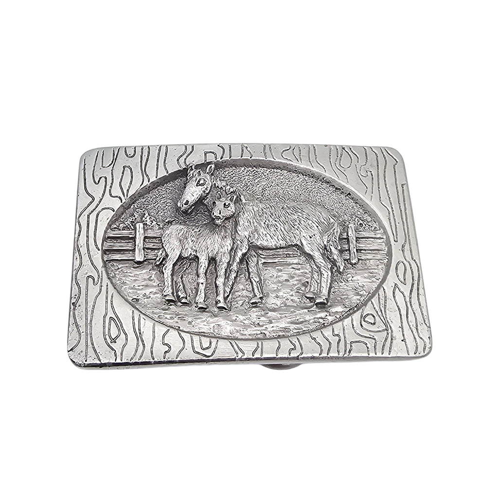 Pewter Belt Buckle Featuring a Mare & Colt #5999