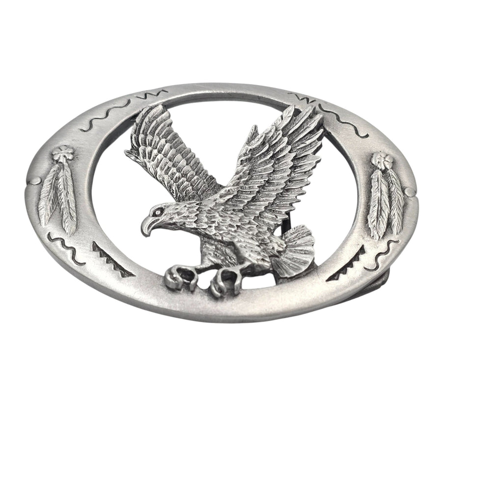 Pewter Belt Buckle Featuring a Flying Eagle #2007