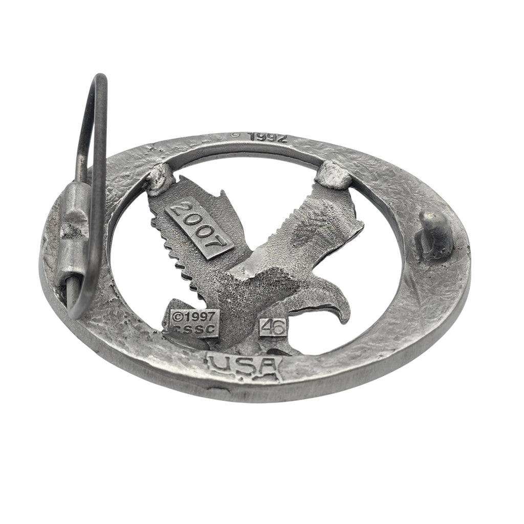Pewter Belt Buckle Featuring a Flying Eagle #2007