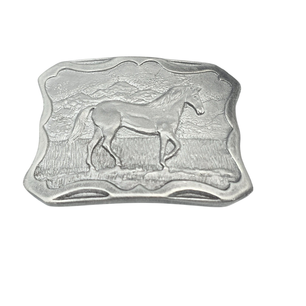 Pewter Belt Buckle Featuring a Wild Horse