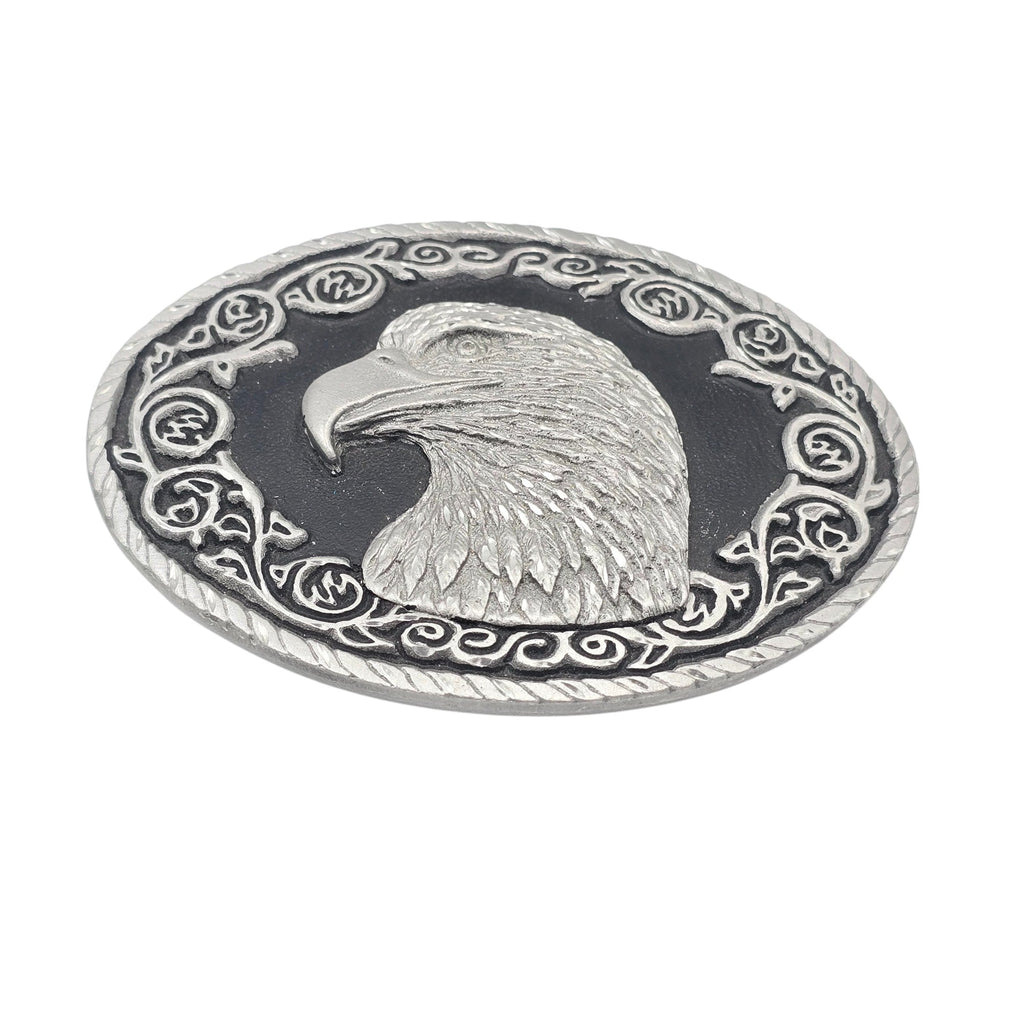 Pewter Belt Buckle Featuring a Bald Eagle Head #9004
