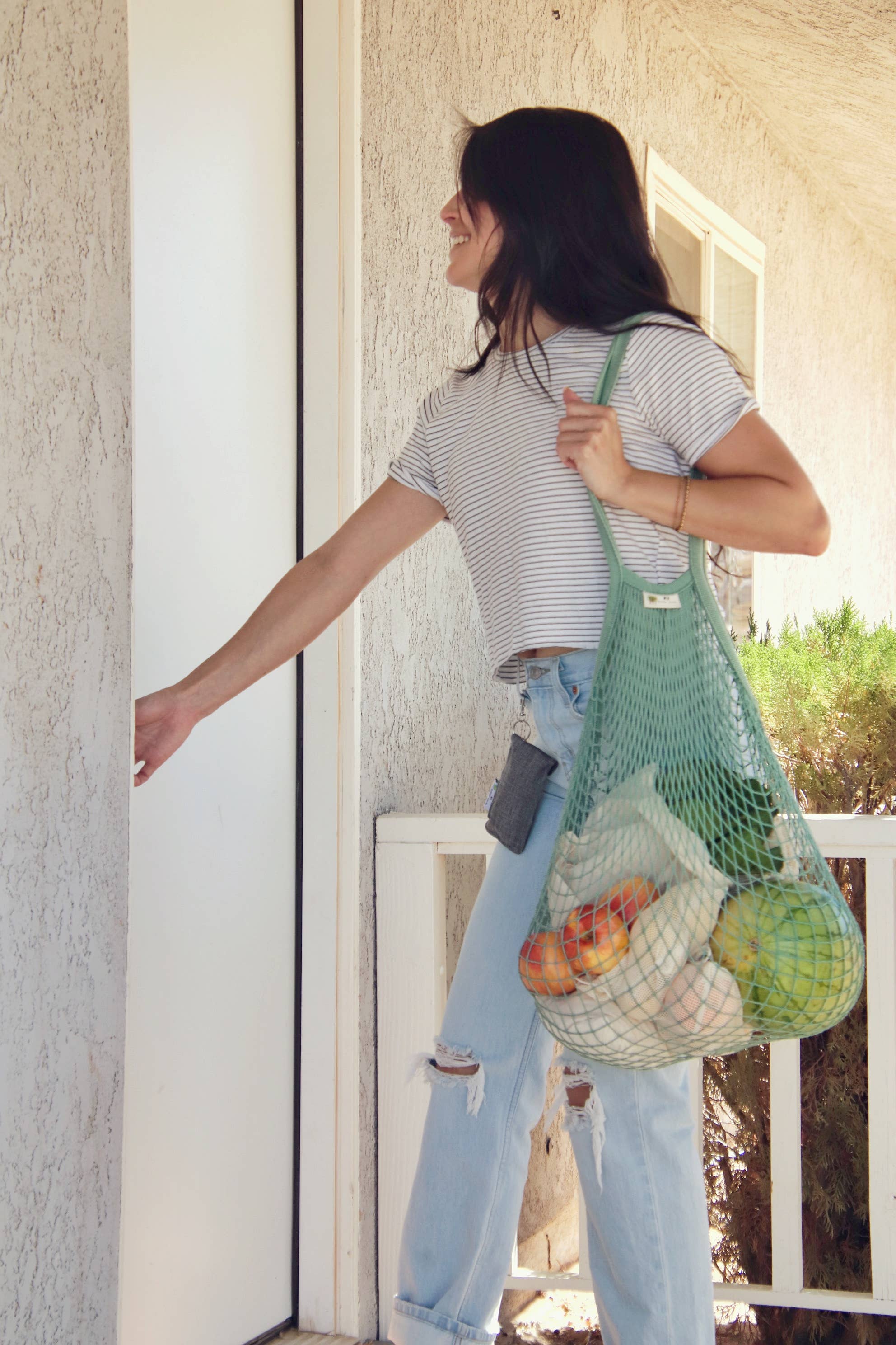 Zero Waste Mesh Market Bag - Tropical Blue