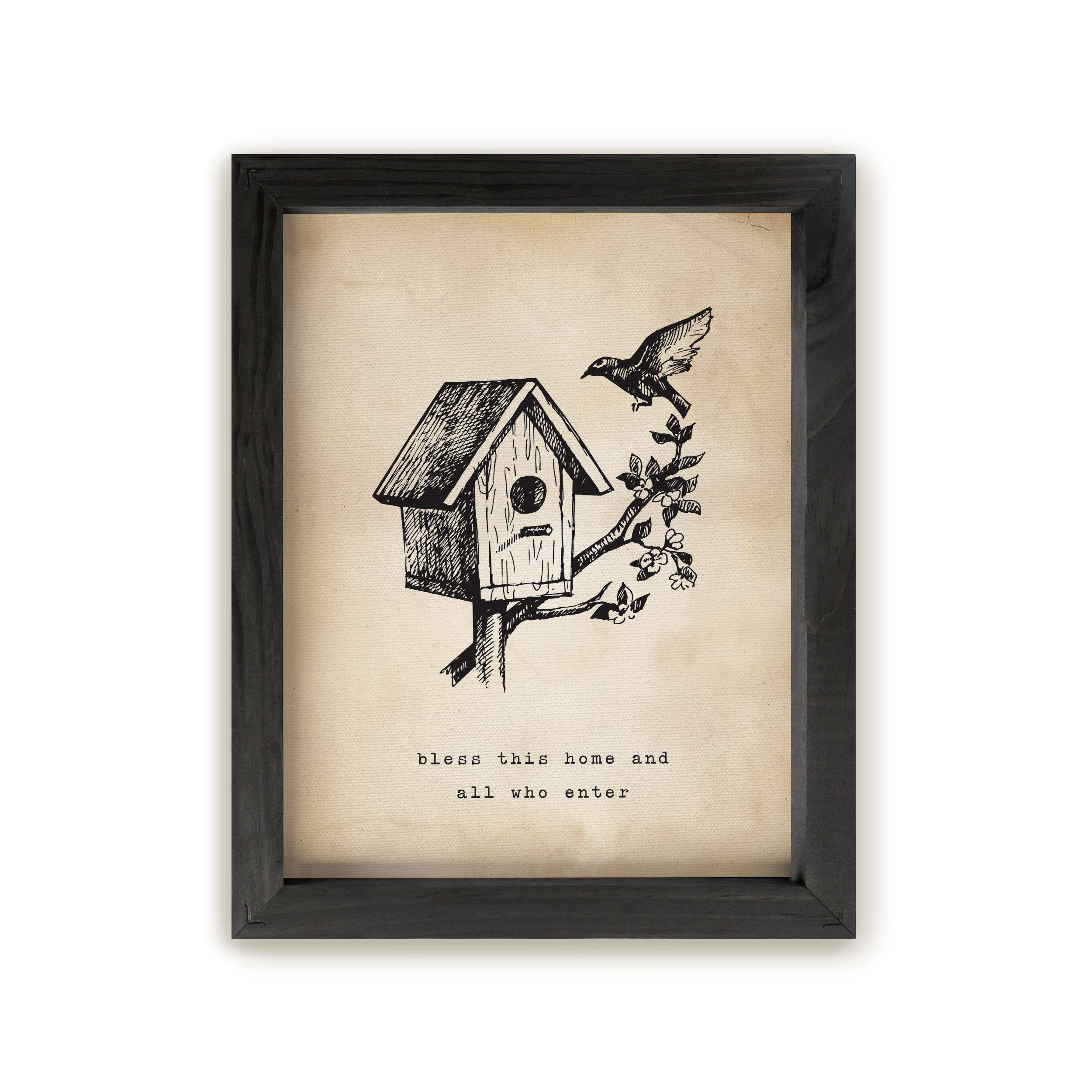 Bless This Home And All Who Enter Framed Linen