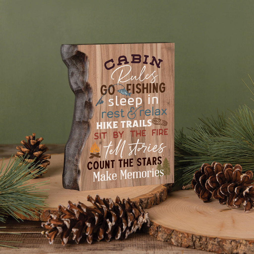 Cabin Rules Go Fishing Sleep In Rest And Relax Barky Sign