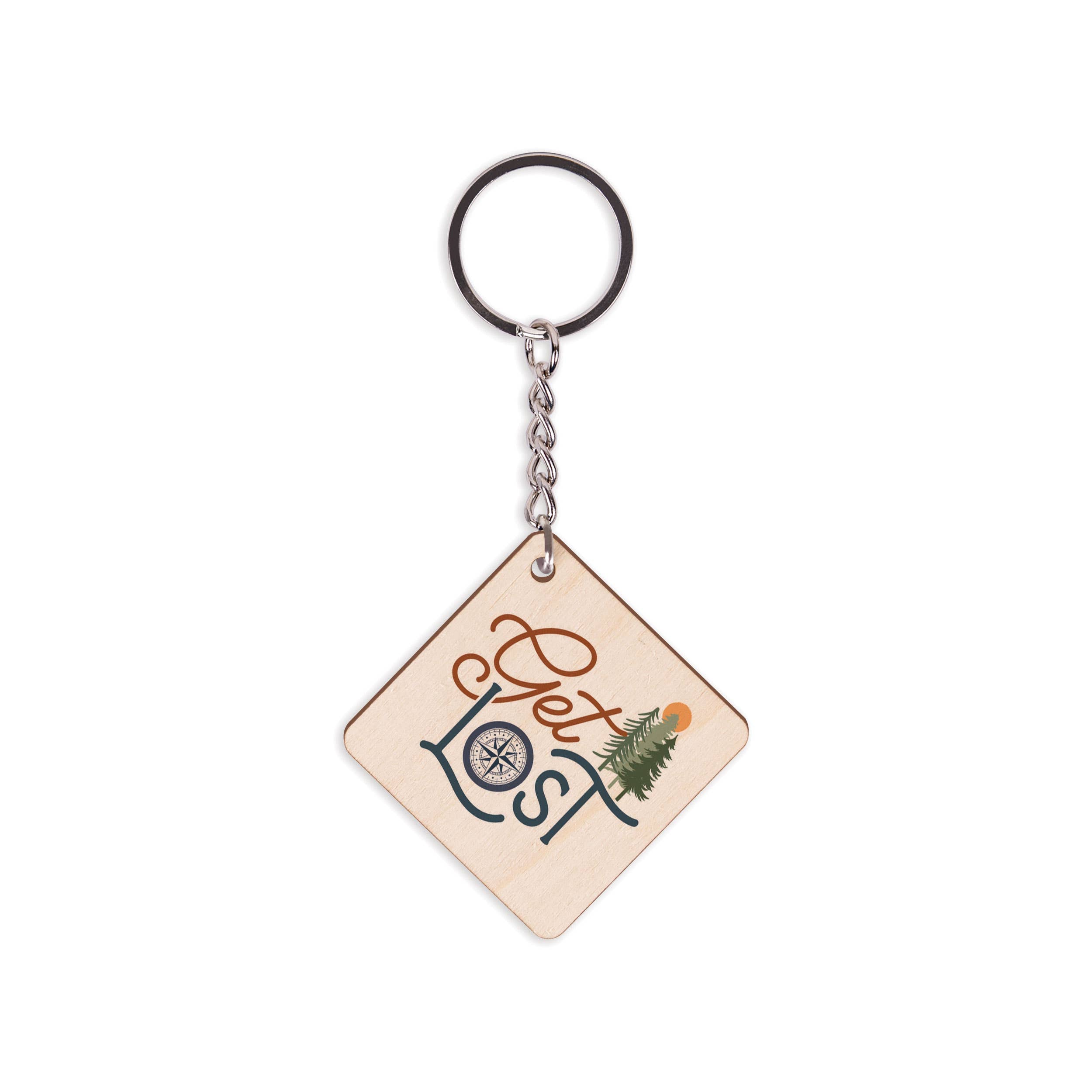 Get Lost Maple Veneer Keychain