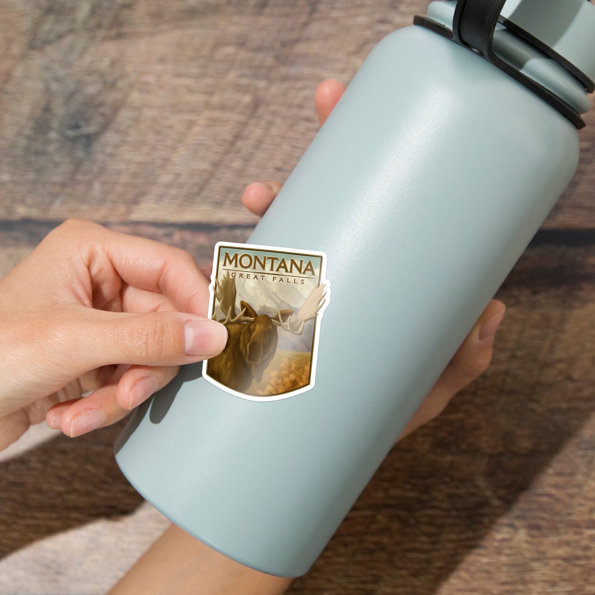 Great Falls, Montana, Moose, Oil Painting Sticker